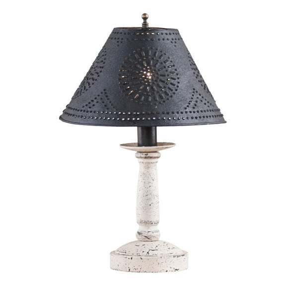 Irvins Country Tinware Butcher's Lamp in Americana White with Shade