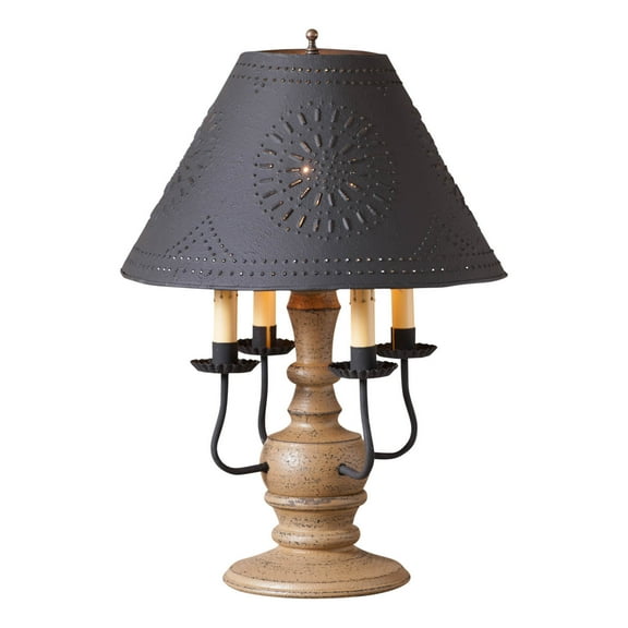 Irvins Country Tinware Cedar Creek Lamp in Americana Pearwood with Shade