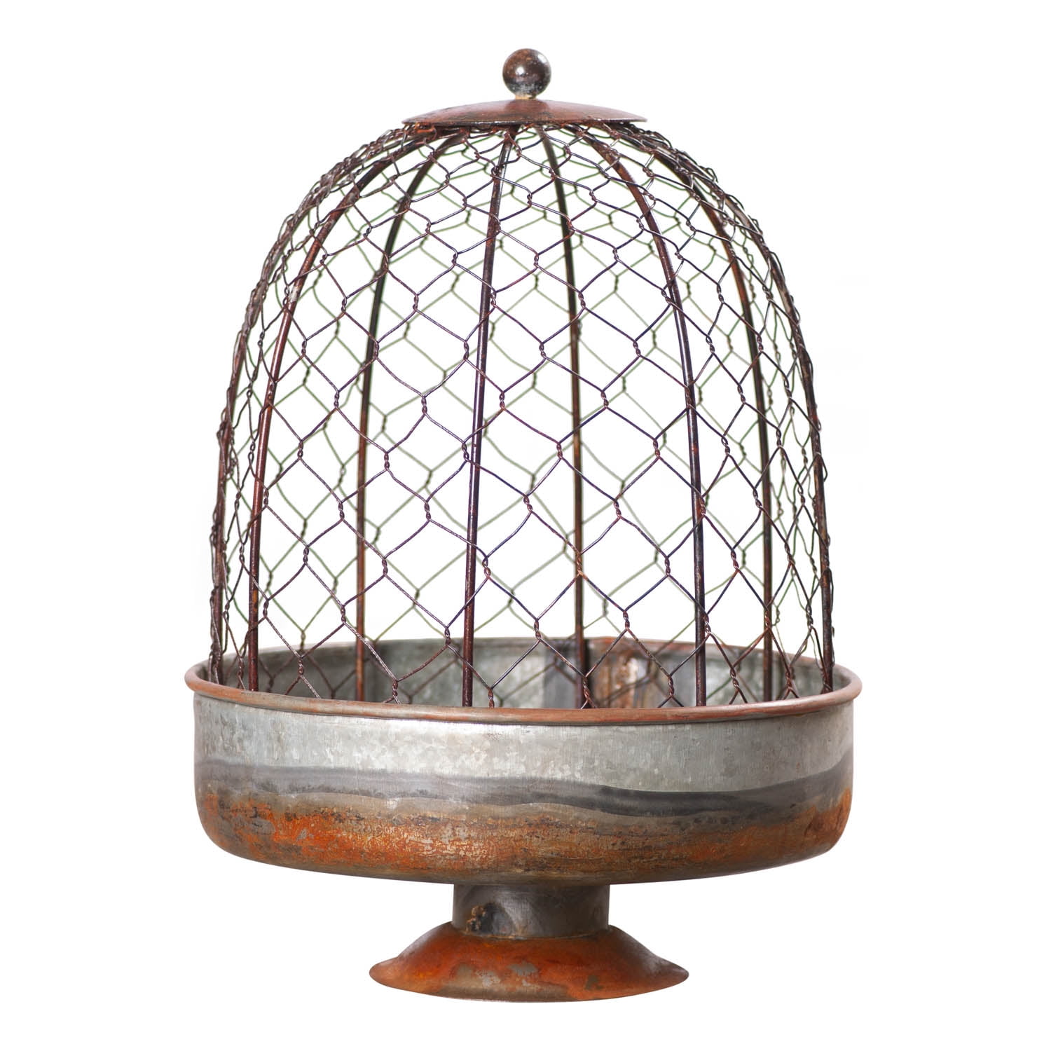 Rustic Galvanized Tin and Chicken Wire Dome Planter