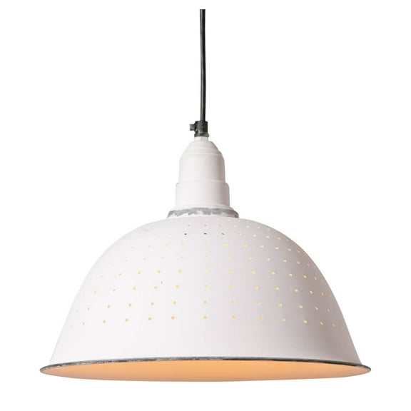 Irvins Country Tinware Colander Pendant Light in Rustic White