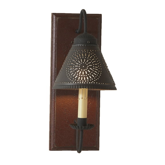 Irvins Country Tinware Crestwood Wall Sconce in Plantation Red 15 inches