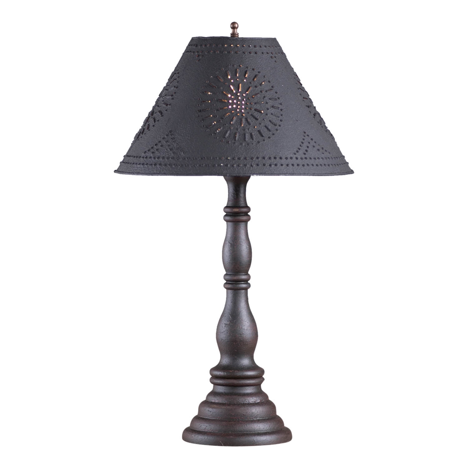 Irvins Country Tinware Davenport Lamp in Americana Black with