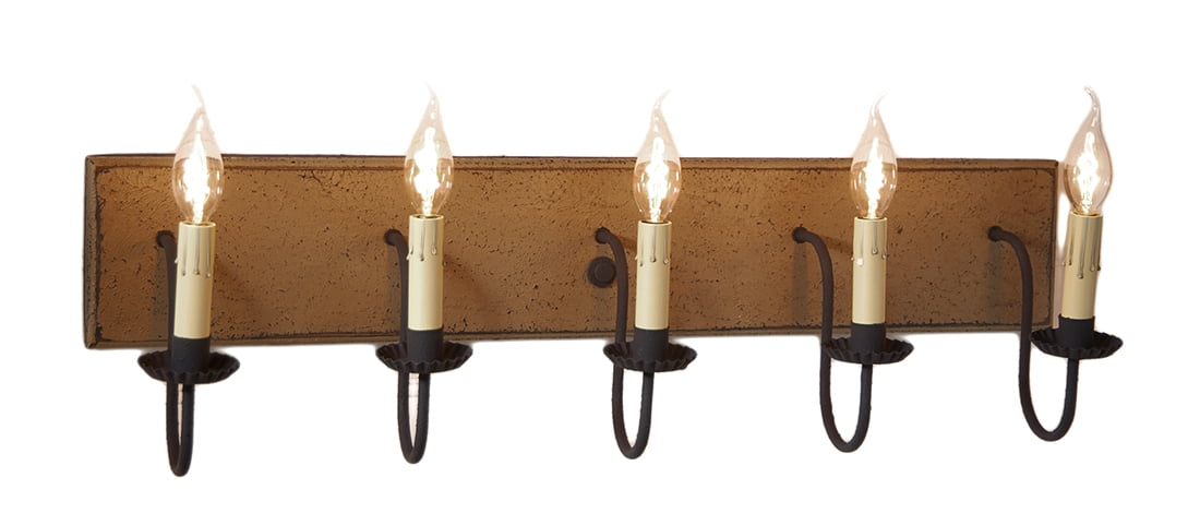 Irvin's Tinware 5-Light Thorndale Ceiling Light – 19" Diameter, Pearwood & Black, Primitive Country Style