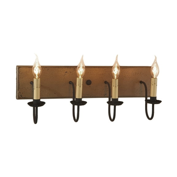 Irvins Country Tinware Four Arm Bathroom Vanity Light in Pearwood 24 inches