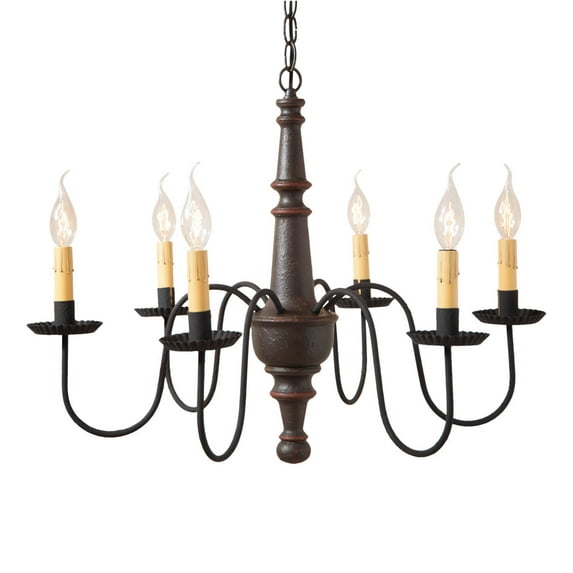 Irvins Country Tinware Harrison Chandelier in Espresso with Salem Brick