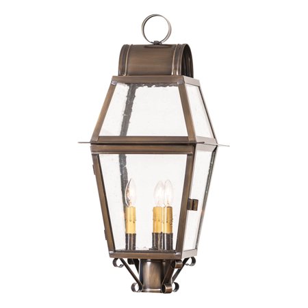 Irvins Country Tinware Independence Outdoor Post Light Aged Brass