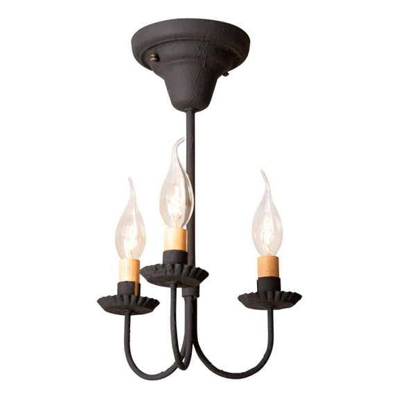 Irvins Country Tinware Irvin's Country Tinware 3-Arm Westford Ceiling Light in Textured Black