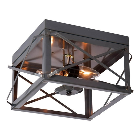Irvins Country Tinware Irvin's Country Tinware Double Ceiling Light with Folded Bars in Country Tin