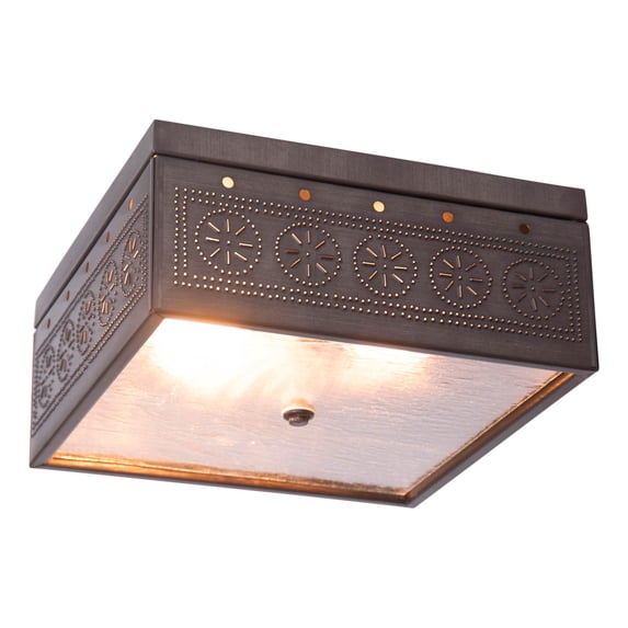 Irvins Country Tinware Irvin's Country Tinware Square Ceiling Light with Chisel Kettle Black