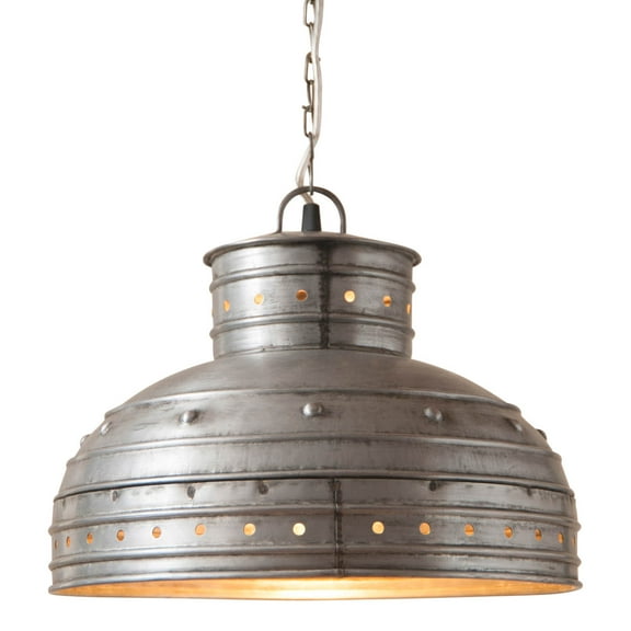 Irvins Country Tinware Kitchen Table Pendant in Brushed Tin 11 inches