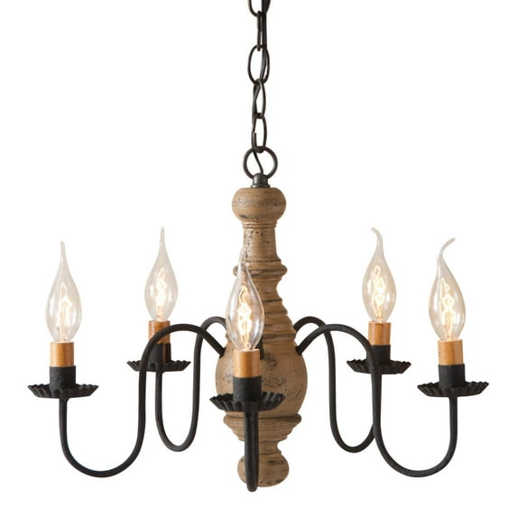 Irvins Country Tinware Lancaster Dining Room Chandelier in Vintage Pearwood 17 inches