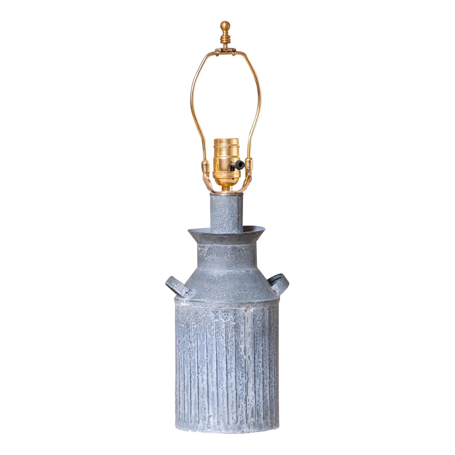 Irvins Country Tinware Milk Jug Lamp Base in Weathered Zinc
