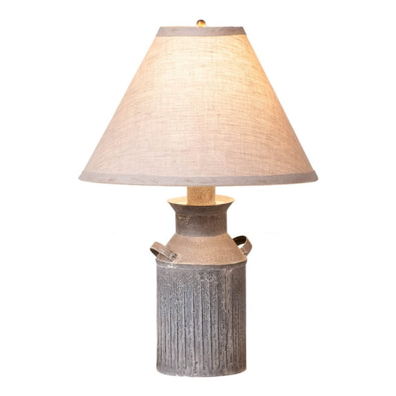 Irvins Country Tinware Milk Jug Lamp with Ivory Linen Shade