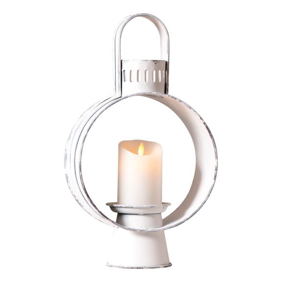 Irvins Country Tinware Open Lantern in Rustic White