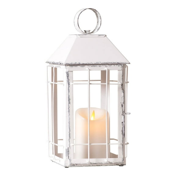 Irvins Country Tinware Rustic Table Lantern in Rustic White