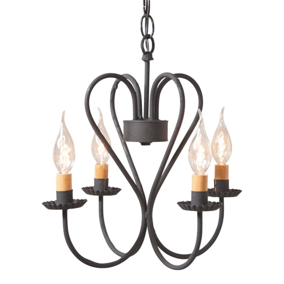 Irvins Country Tinware Small Georgetown Chandelier in Textured Black