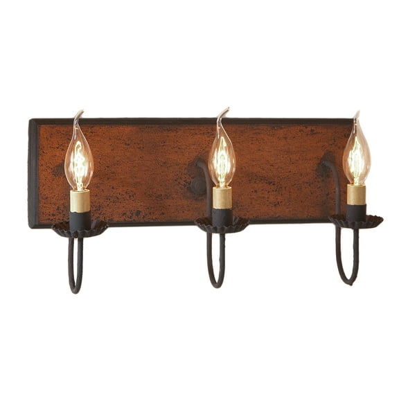 Irvins Country Tinware Three Arm Vanity Light in Hartford Pumpkin