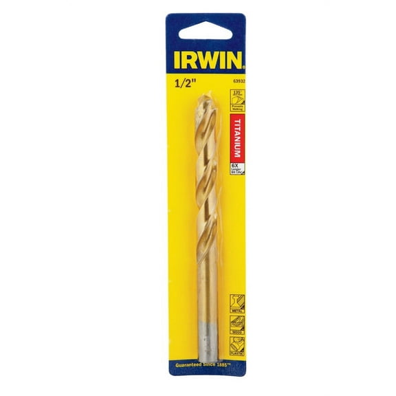 Irwin 1/2 in. Dia. x 6 in. L High Speed Steel Drill Bit 3/8 in. Round Shank 1 pc.