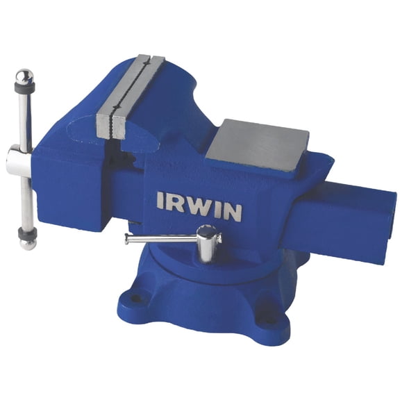 Irwin 4 in. Steel Workshop Bench Vise Blue Swivel Base