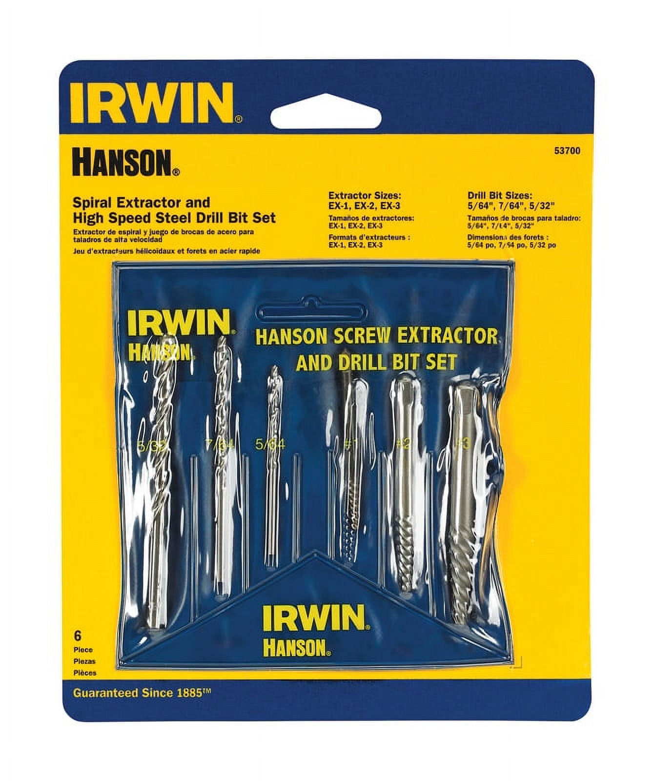 Irwin 53700 Hanson 13 6Piece Spiral Flute Screw Extractor and