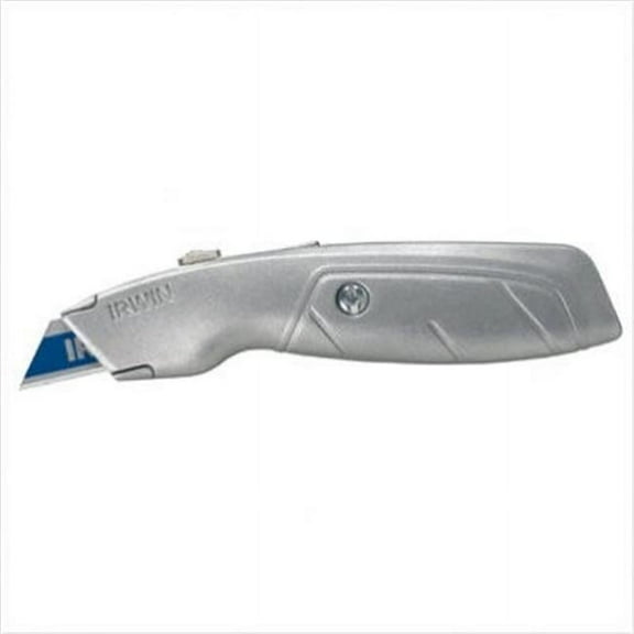 Standard Retractable Knife, 8-3/4 in, Trapezoid Bi-Metal Blade, Aluminum, Silver