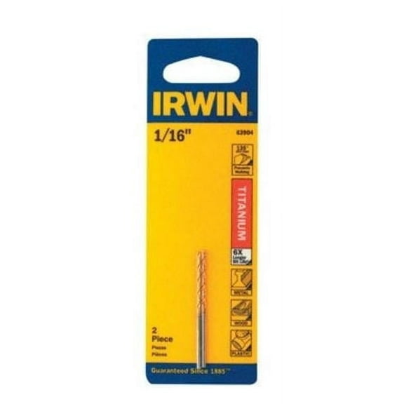 Irwin 63904 Drill Bit, Titanium, Jobber Length, 1/16-In. - Quantity 1