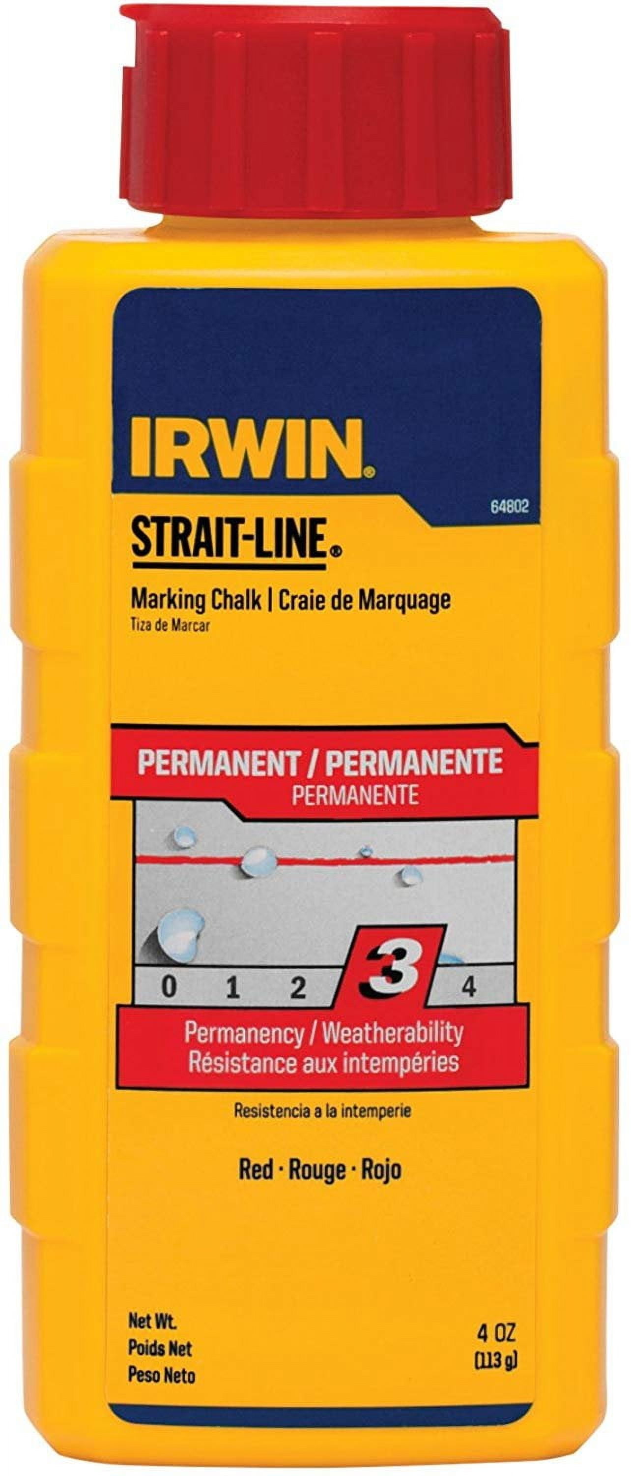 IRWIN Tools STRAIT-LINE 64802 Permanent Marking Chalk, 4-ounce, Red 64802
