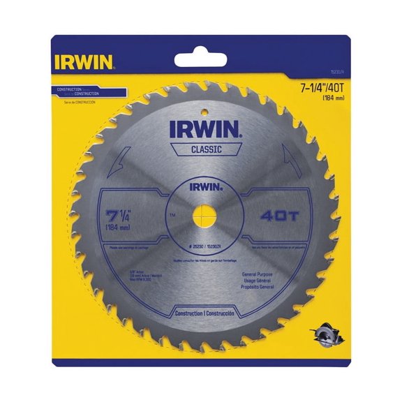 Irwin 7-1/4" 40T Classic Blade Residential Use, Standard Application
