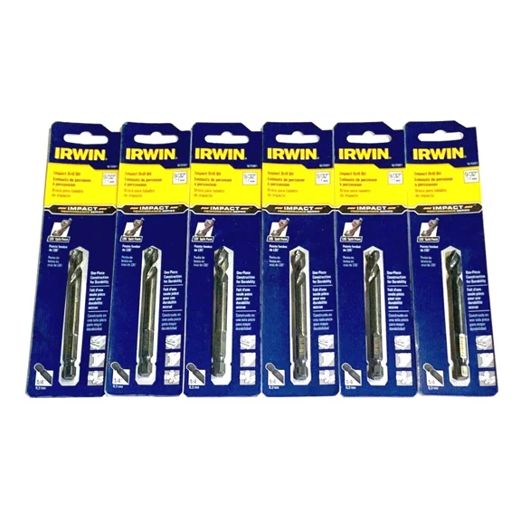 Irwin 9/32" Hex Impact Drill Bit 1/4" Quick Change Shank 135 Split Point 6 Pack