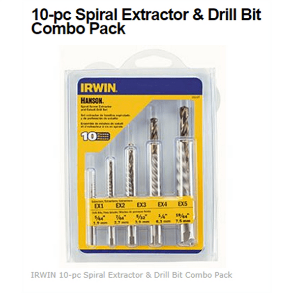 Irwin/Hanson 11117 10pc Spiral Extractor & Drill Bit Combo Pack, Carded