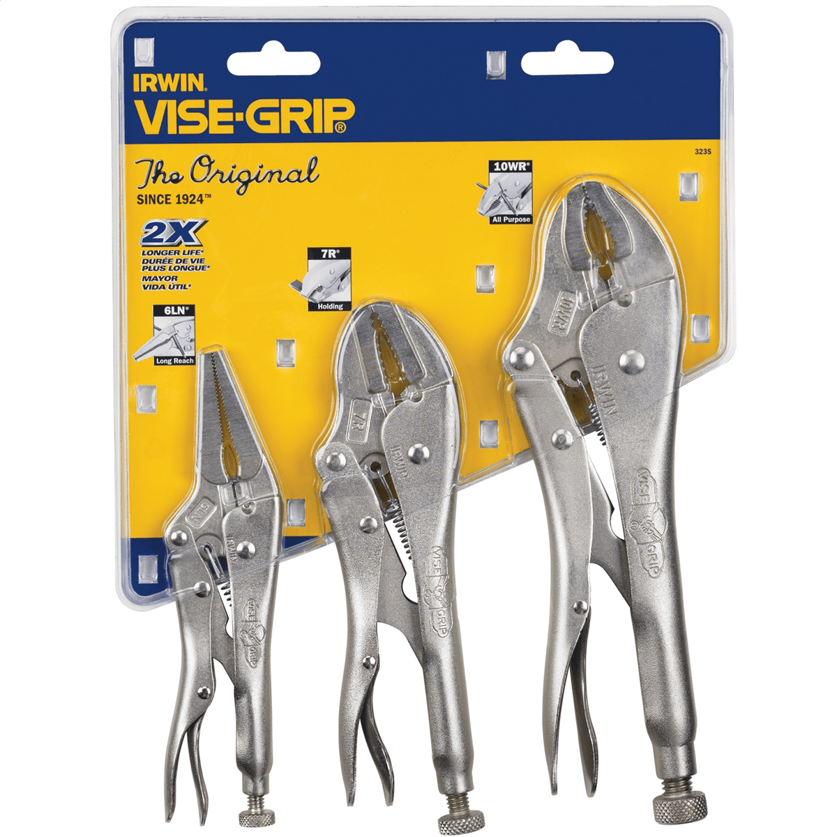 Irwin/Hanson 323S Vise-Grip 3pc Locking Pliers Set (10WR, 7R & 6LN)