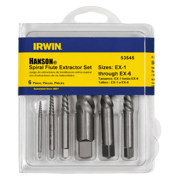 Irwin/Hanson 53545 6 Piece Spiral Flute Screw Extractor Set