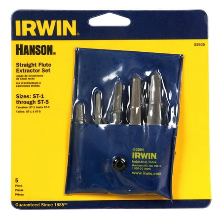 Irwin/Hanson 53635 5pc Straight Flute ST-1 -ST-5 Screw Extractor Set Carded