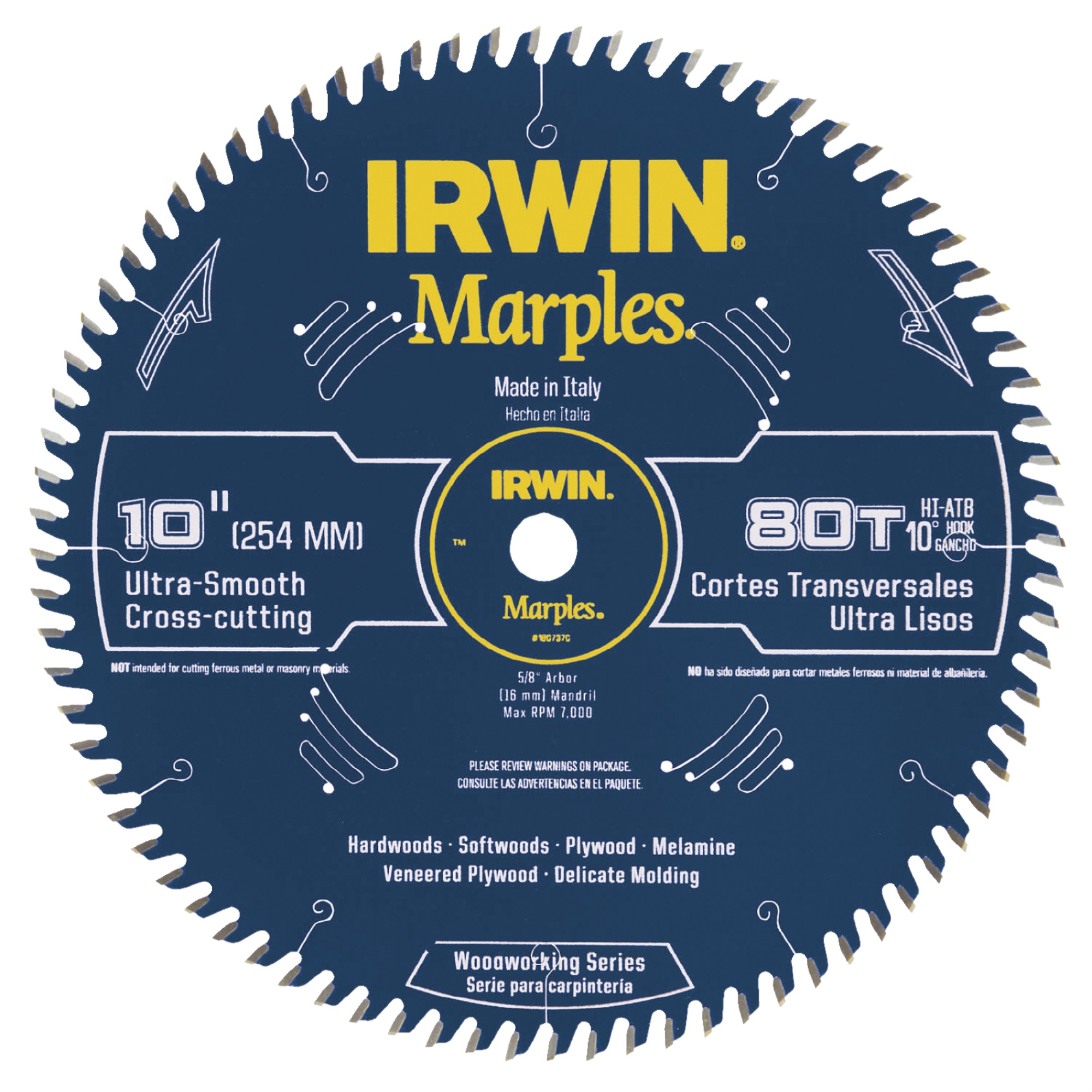Irwin 5 deg Laminated Triple Chip Grind Carbide Saw Blade, 10 in, 84 tpi, Melamine - image 1 of 1