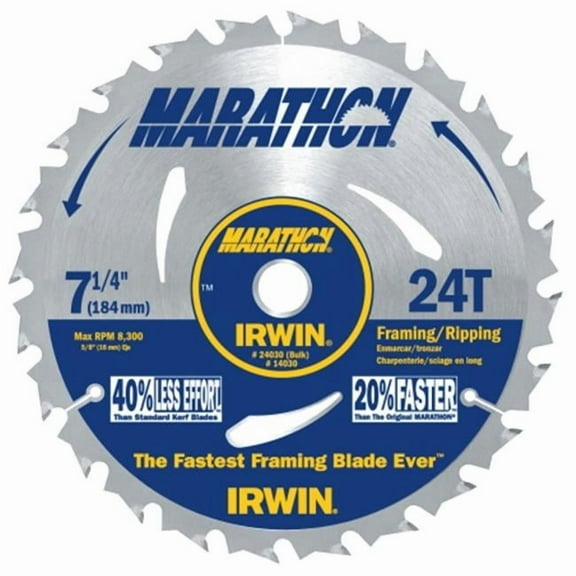 Irwin Industrial Tool 24030 7-1/4in. 24T Marathon Portable Corded Circular Saw Blade Pack of 10