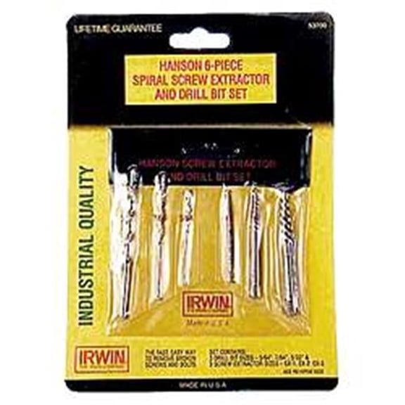 Irwin Industrial Tool 6 Piece Spiral Screw Extractor & Drill Bit Set