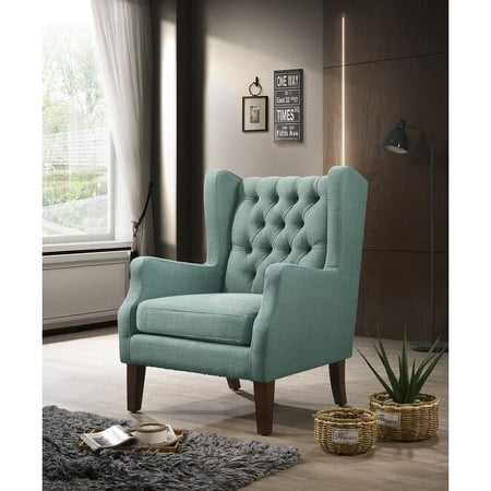 Irwin Linen Button Tufted Wingback Chair Teal