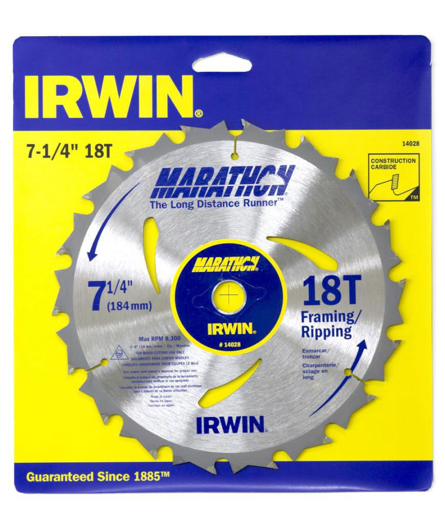 IRWIN 7-1/4 Inch Circular Saw Blade - 24T Carbide Tipped Wood Cutting Blade