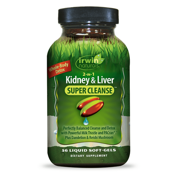 Irwin Naturals 2-in-1 Kidney & Liver Super Cleanse 56 Liquid Soft-Gels