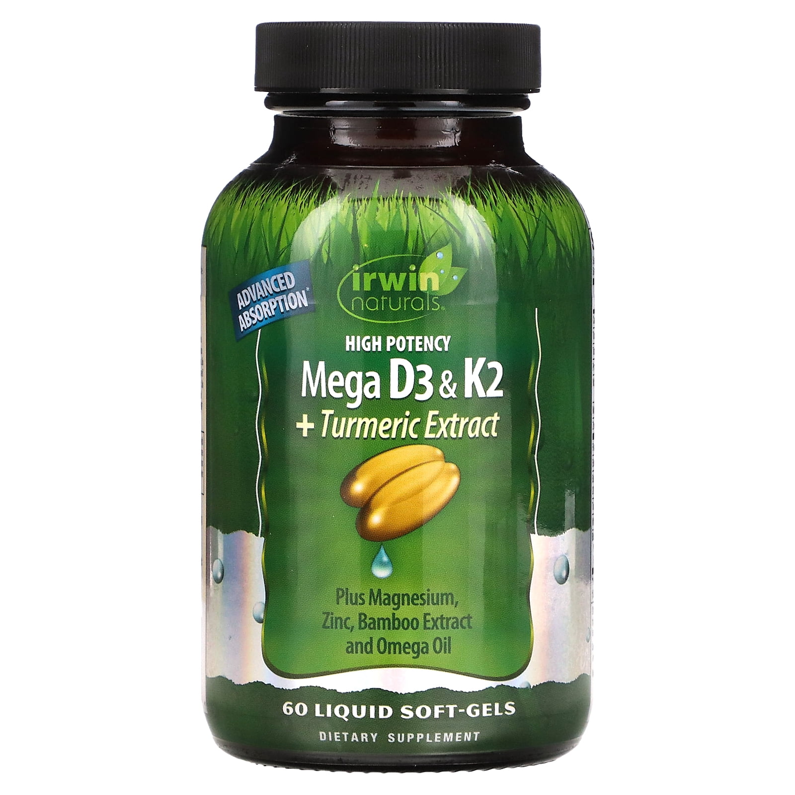 Irwin Naturals, High Potency Mega D3 K2 + Turmeric Extract, 60 Liquid