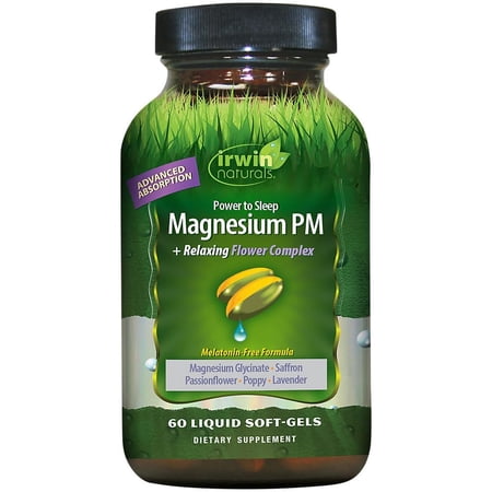 Irwin Naturals Power to Sleep Magnesium PM – Advanced Absorption Magnesium Glycinate, L-Theanine & Relaxing Flower Complex – Melatonin-Free Sleep Support & Relaxation Formula – 60 Liquid Soft-Gels