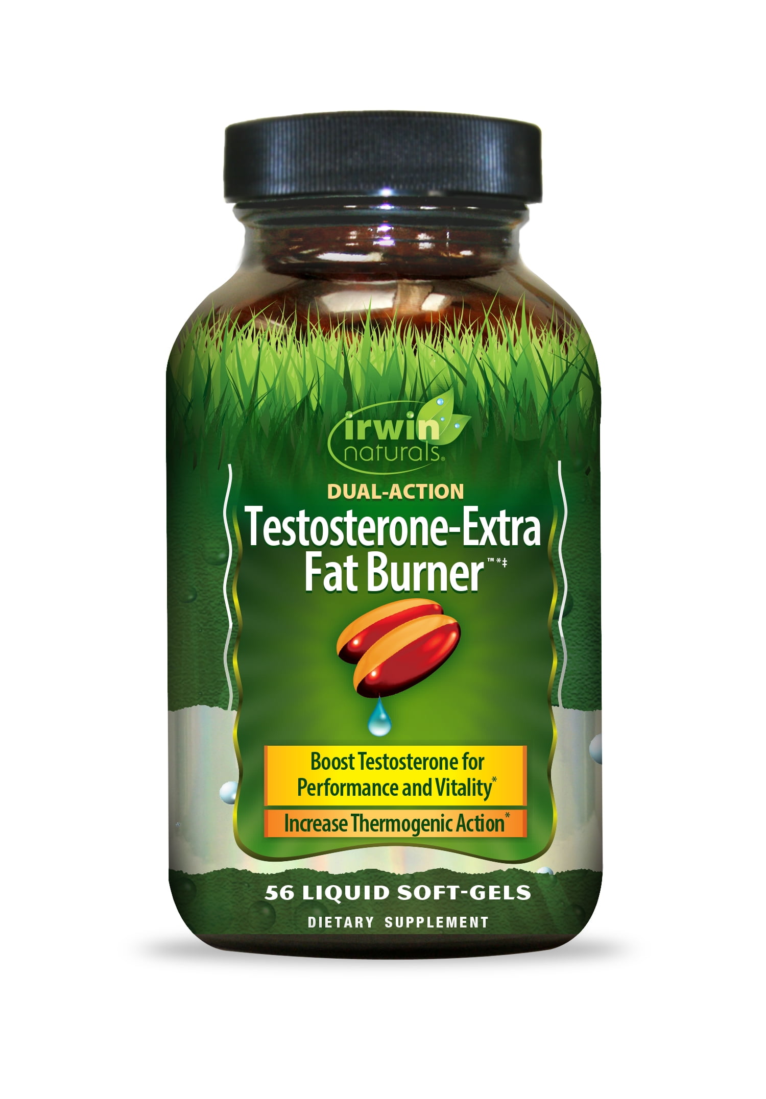 Irwin Naturals Testosterone-Extra Fat Burner, 56 Soft Gels for Males, Dietary Supplement