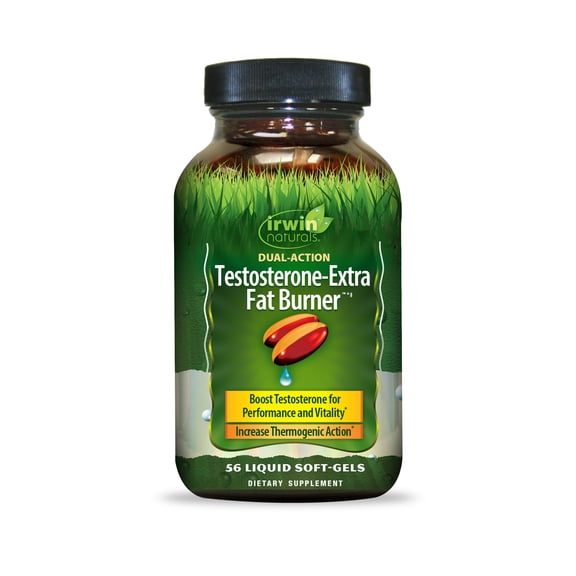 Irwin Naturals Testosterone-Extra Fat Burner, 56 Soft Gels for Males, Dietary Supplement