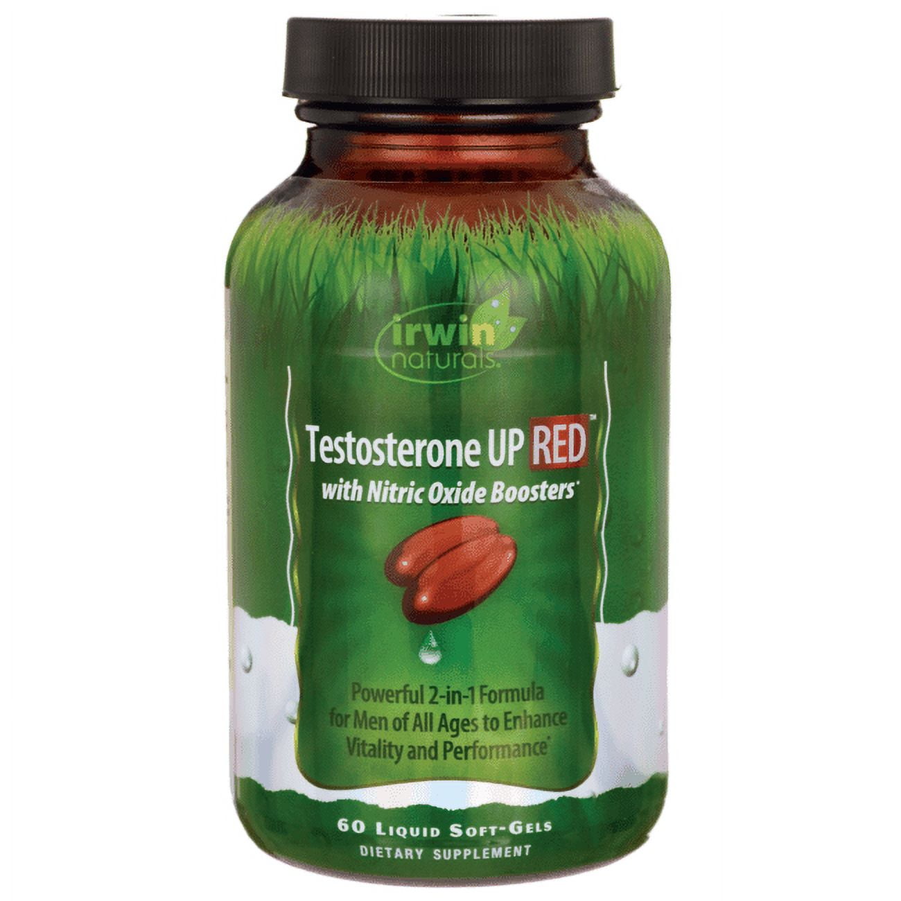 Irwin Naturals Testosterone UP RED Test Booster + Nitric Oxide Booster Capsules, 60 Ct
