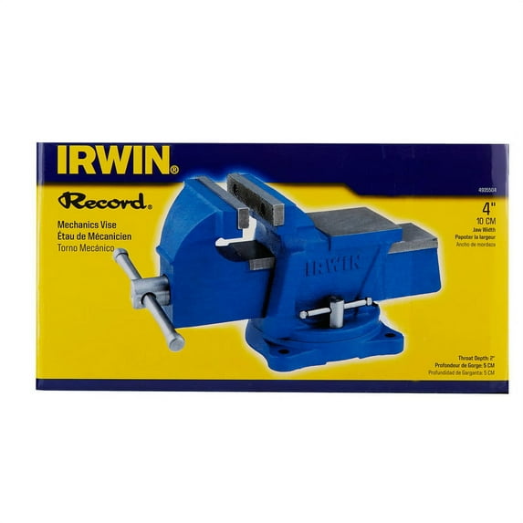 Irwin Record 4" Cast Iron Mechanics Vise 120 deg. Swivel Base