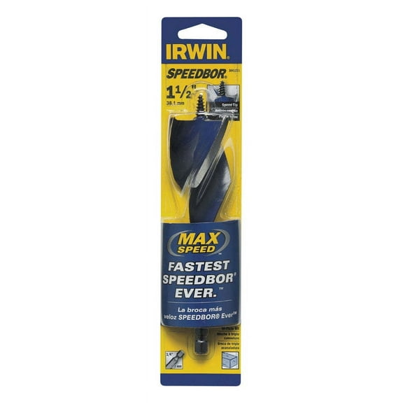 Irwin Speedbor 1-1/2 in. Dia. x 6 in. L Carbon Steel Wood Boring Bit 3/8 in. Quick-Change Hex Shank