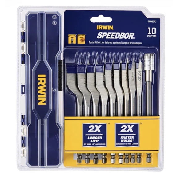 Irwin Speedbor Woodboring Spade Bit Set, 10-Piece