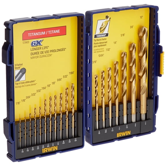 Irwin Tools 18-Piece Titanium Nitride Coated Turbomax Drill Bit Set with Pro Storage Case CA2