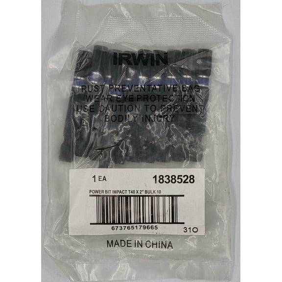 Irwin Tools 1838528 T40 x 2 Torx Impact Power Bit - 10 Piece
