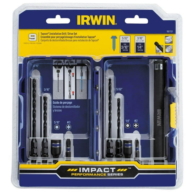 Irwin Tools 1881131 9Piece Impact Tapcon Installation Drill/Drive Set